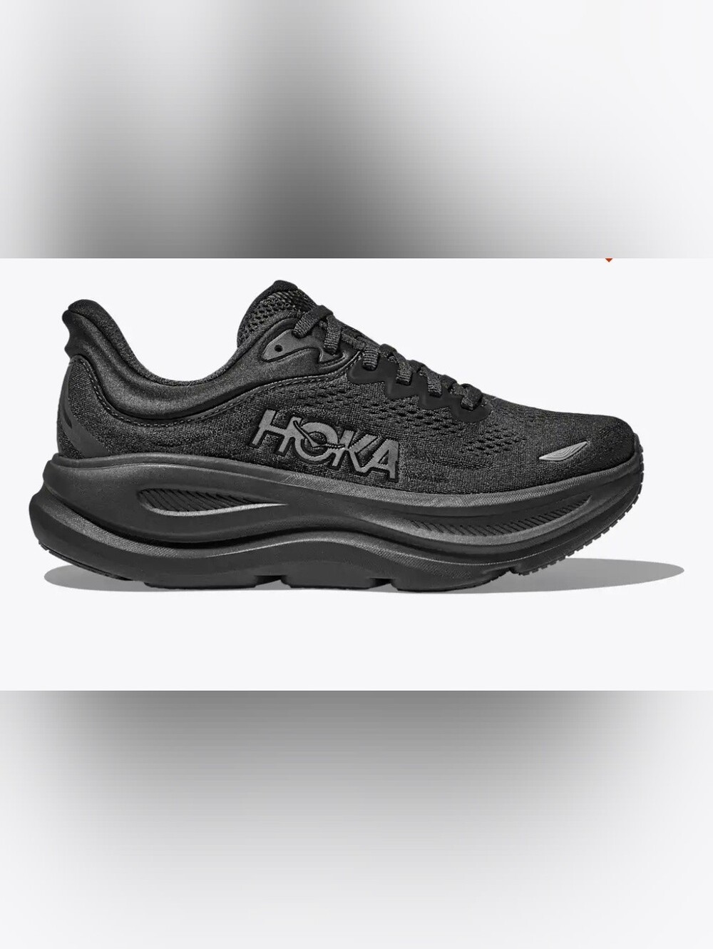Size 9B. BONDI 9 Hoka Black Mesh Cushioned Trainer